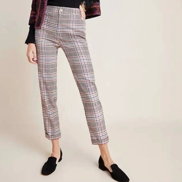 Anthropologie Pants - By Anthropologie Malcolm Cuffed Tapered Plaid Pants, size 6.